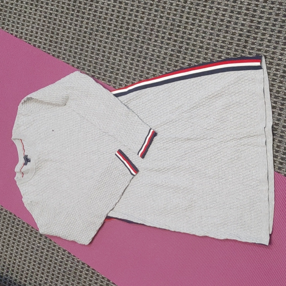 WOMENS SZ XL TOMMY HILFIGER GRAY DRESS W/BLU/RED/WHT TRIM